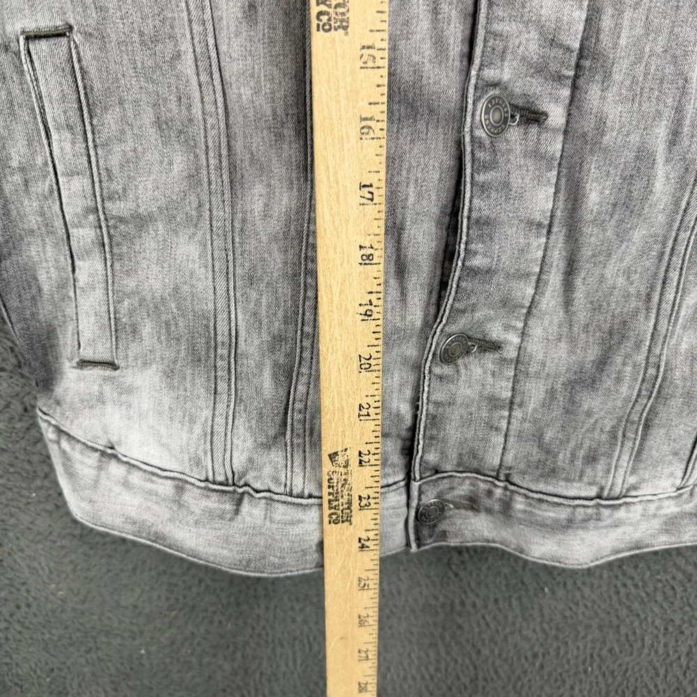 Express Mens Denim Trucker Jacket Medium Light Gray Acid Wash Cotton Blend